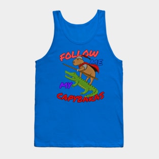 Cute Capybara Knight with Crocodile "Follow Me My Capybaras" Tank Top